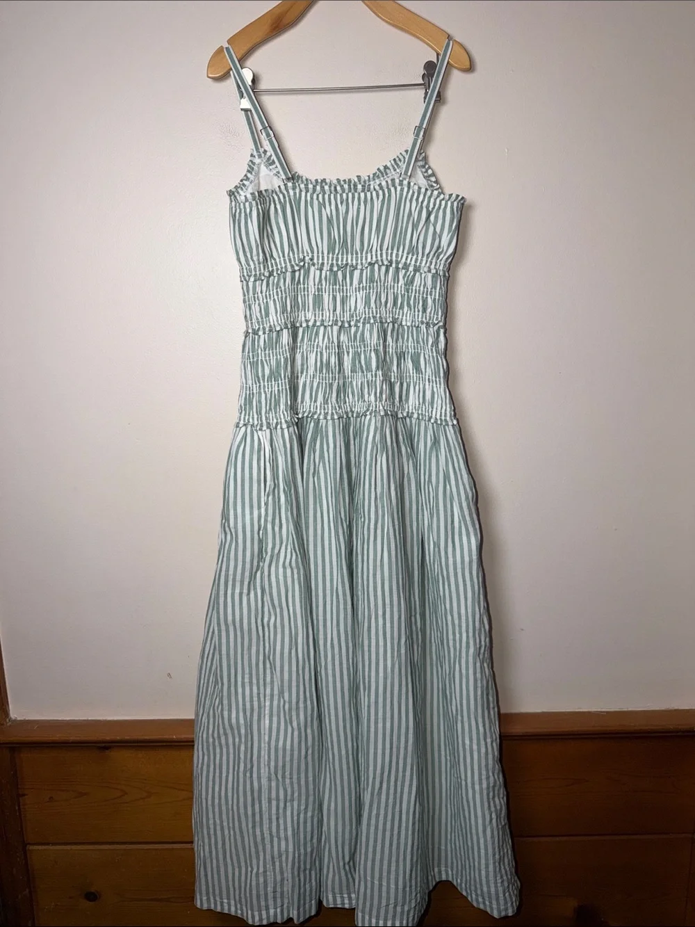 Abercrombie and fitch Bra Free Smocked Drop Waist Stripe Maxi Dress Size M